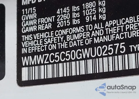 2016 Mini Countryman Cooper S z USA, uszkodzony, nr VIN WMWZC5C50GWU02575